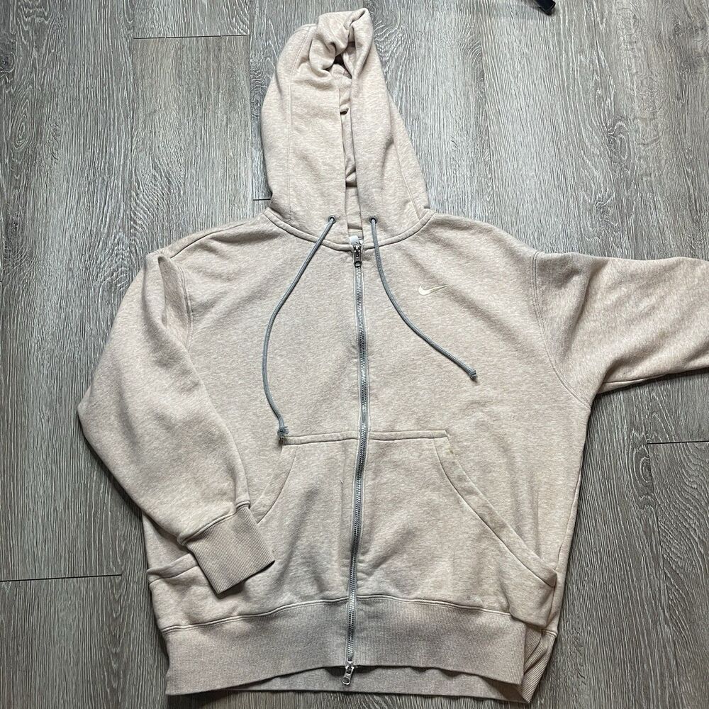 Nike Full Zip Hoodie Heather Beige Size M